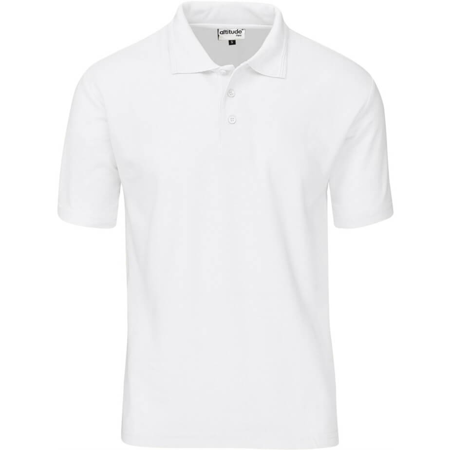Mens Basic Pique Golf Shirt White Front
